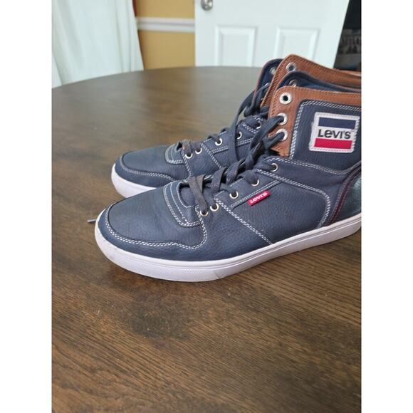 Levi's Shoes Mens Size 11 High Top Blue Casual Sneakers Leather Patch - Picture 9 of 16